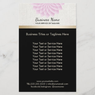 Flyer Yoga Salón SPA Loto Floral Elegante Franja Dorada