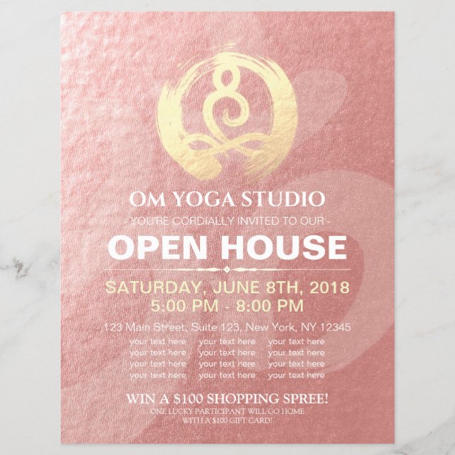 Flyer YOGA Studio Open House Meditation Posture Zen Rótu (Frente)