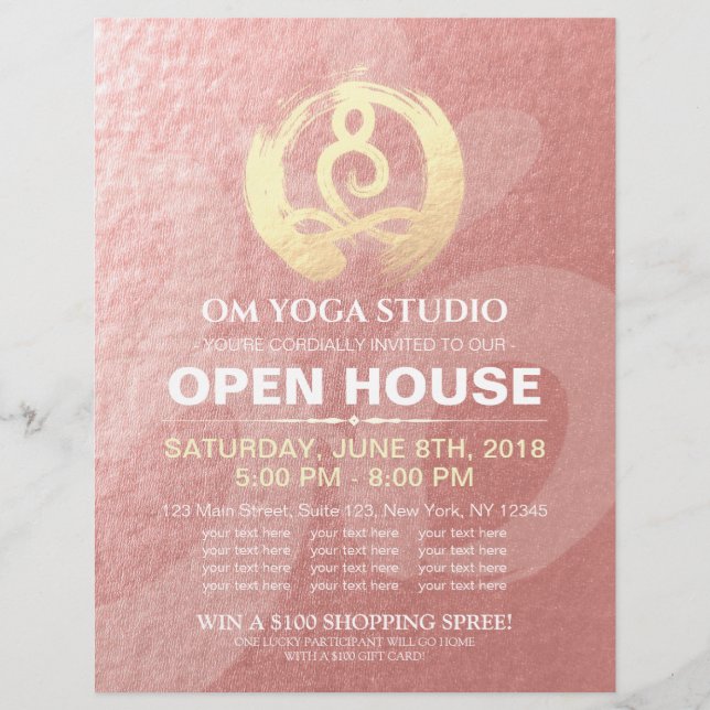 Flyer YOGA Studio Open House Meditation Posture Zen Rótu (Frente)