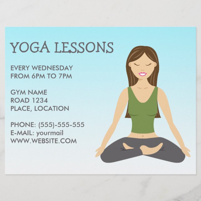 Flyer Yoga Woman In Lotus Pose Yoga Lessons (Frente)