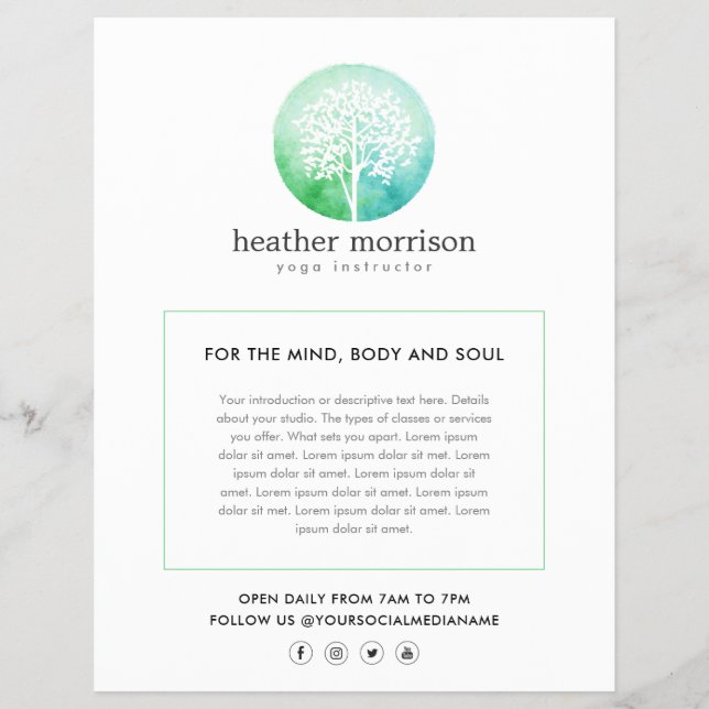 Flyer Yoga y bienestar en árboles acuáticos (Frente)