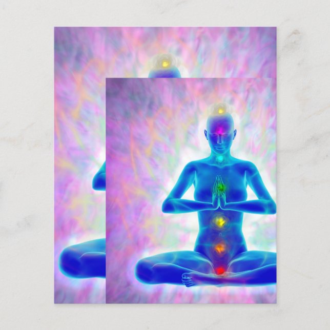 Flyer yogi, yoga, sistema chakra, energía, chi, aura, sa (Frente)