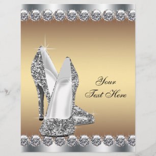 Flyer Zapato de tacón alto Purpurina de diamantes de oro