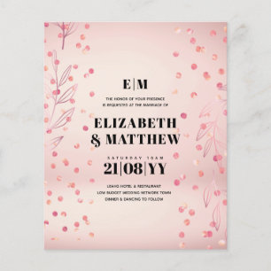 FLYERS Rosegold Confetti, Boda de presupuesto más 