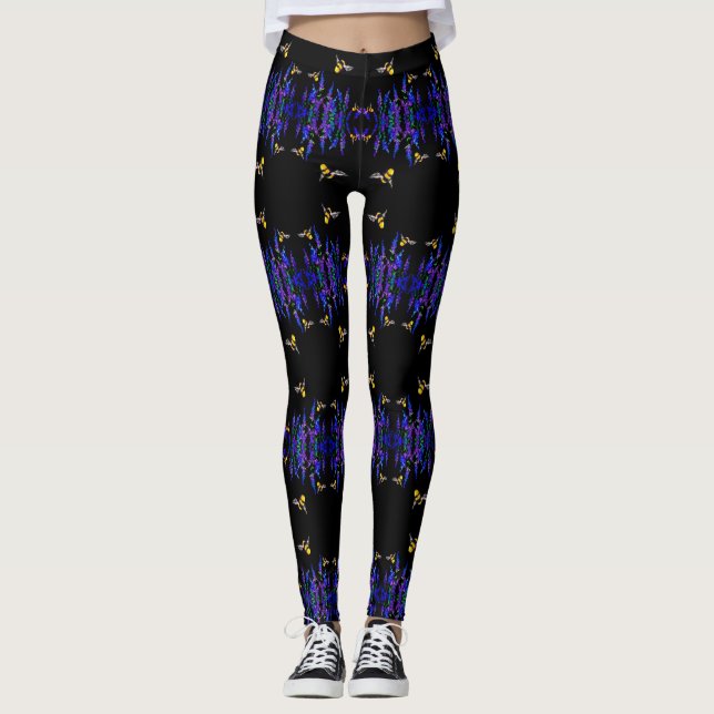 Flying Bees Black Leggings (Anverso)