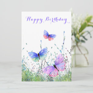 Flying Butterflies Happy Birday Card