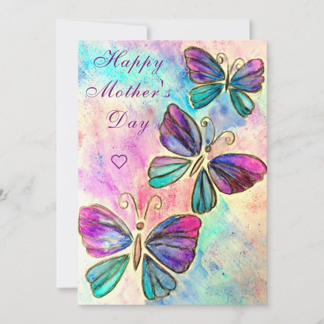 Flying Happy Mother's Day Card Butterflies (Anverso)