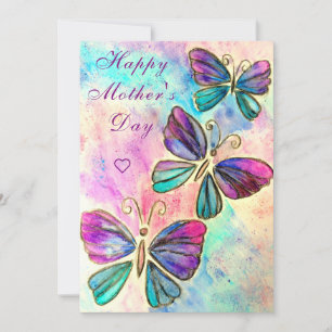 Flying Happy Mother's Day Card Butterflies