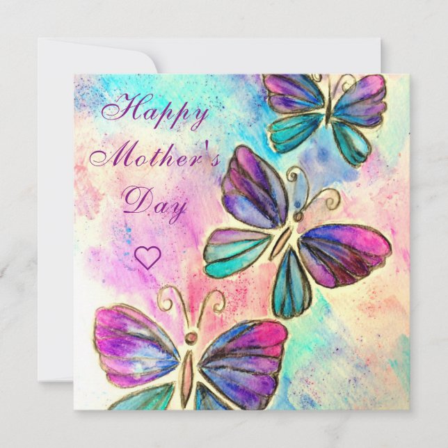 Flying Happy Mother's Day Card Butterflies (Anverso)