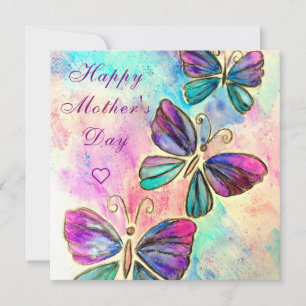 Flying Happy Mother's Day Card Butterflies