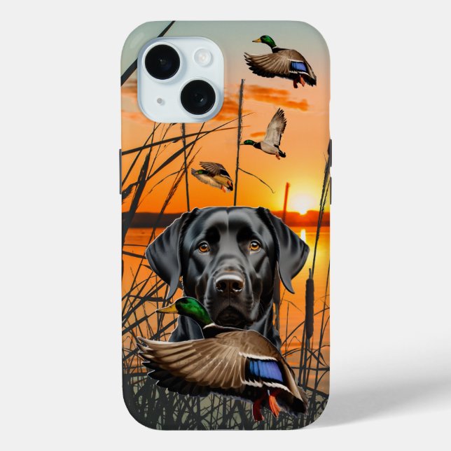 Flying Mallard y Labrador iPhone Tough Funda (Reverso )