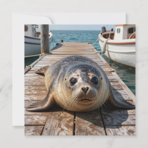 Foca Adorable Acostada en el Muelle de Barcos del