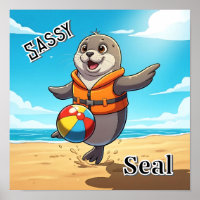 Foca Sassy | Arte de Guardería Infantil de Dibujos
