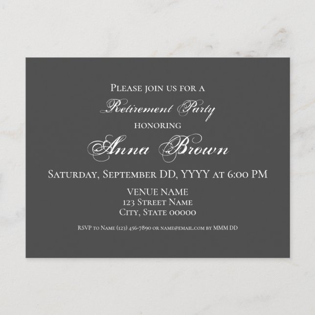 Foco de invitación de jubilación personalizable (Anverso)