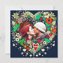 Foco floral personalizado de marco cardíaco románt