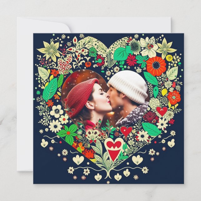 Foco floral personalizado de marco cardíaco románt (Anverso)