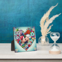 Foco floral personalizado de marco cardíaco románt
