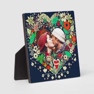 Foco floral personalizado de marco cardíaco románt