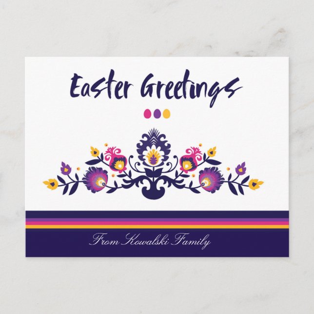 💜Folclore de Pascua Púrpura, Tarjeta Postal de Te (Anverso)