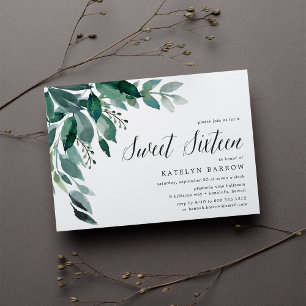 Foliage Abundante   Dulce Dieciséis Invitaciones