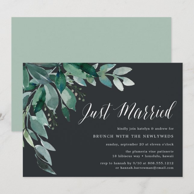 Foliage Abundante | Invitación a post Boda Brunch (Anverso / Reverso)