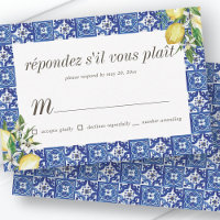 Foliage Blue Mediterranean Wedding RSVP