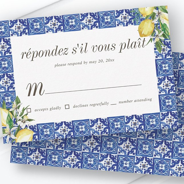 Foliage Blue Mediterranean Wedding RSVP (Subido por el creador)