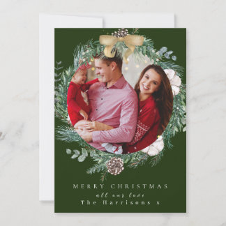 Foliage botánico Wreath 1 foto Feliz Navidad