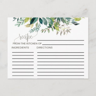 Foliage Bridal Shower Recipe Tarjetas