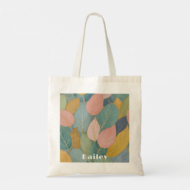 Foliage caprichoso: Pastel deja la bolsa de tote (Reverso)