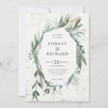 Foliage clásico con efecto oro invitación a la bod