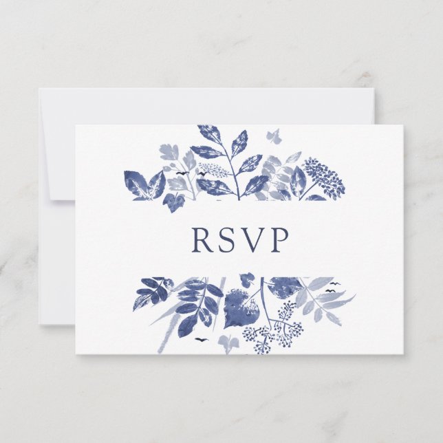 Foliage con tinta | Boda RSVP con elección de comi (Anverso)