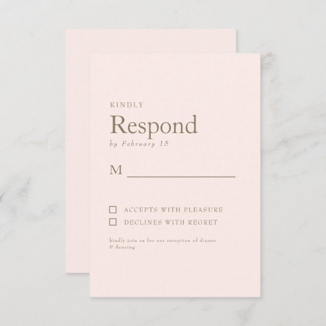 Foliage de otoño Rubor Simple Gold Wedding RSVP (Anverso / Reverso)