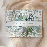 Foliage de Woodland | Cambio de Invitación de dire<br><div class="desc">Estas nuevas postales botánicas de moda presentan hojas de color verde,  azul y gris y eucalipto con acentos de oro falso.</div>