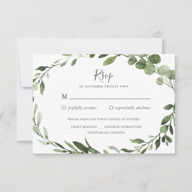Foliage Greenery Wedding Tarjeta RSVP (Anverso)