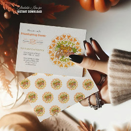 Foliage moderno Mandala Invitación a dar gracias