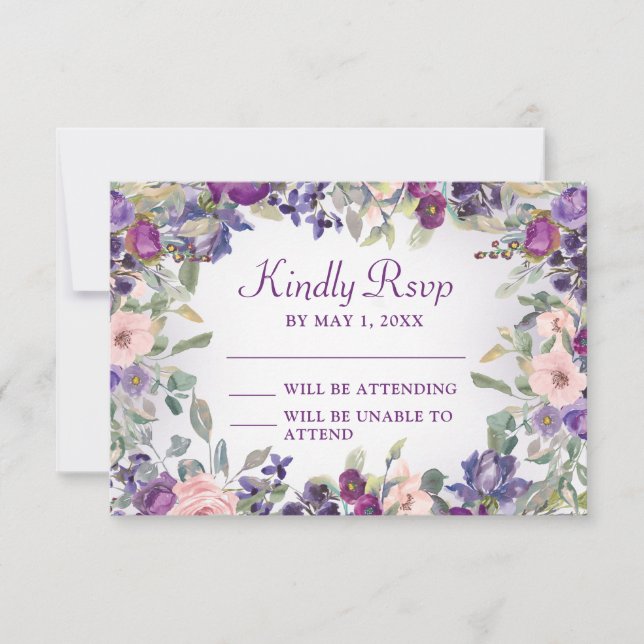 Foliage morado de floral rosa de Rubor RSVP (Anverso)