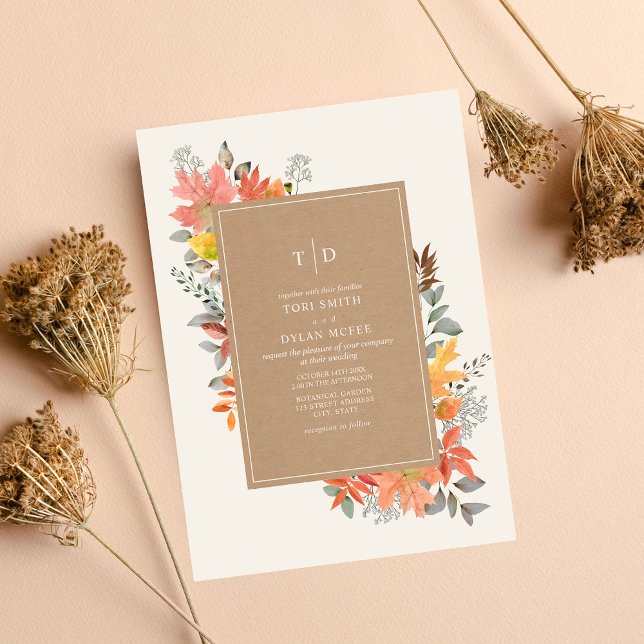 Foliage otoño deja la invitación a la boda de otoñ (Subido por el creador)
