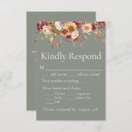 Foliage otoño Sage Green Wedding RSVP