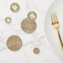 Foliage ruso y confetti Baby Shower blanco