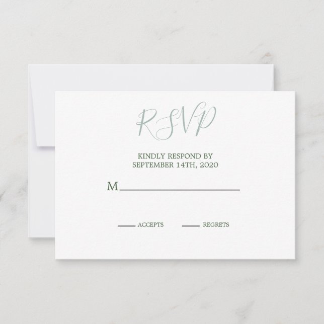 Foliage verde de verano Boda elegante moderna RSVP (Anverso)