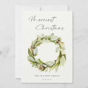 Foliage Winter Wreath Merriest Navidad Logo