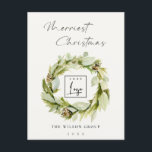 Foliage Winter Wreath Merriest Navidad Logo<br><div class="desc">Si necesitas más personalización,  por favor,  no dudes en enviarme un mensaje a yellowfebstudio@gmail.com.</div>