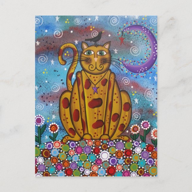 FOLK ART Green Eye's de LORI EVERETT postal (Anverso)