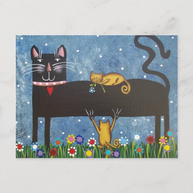 FOLK ART Mama's Twins por postal de LORI EVERETT (Anverso)