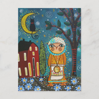 FOLK ART Moon Over The Star's por postal de LORI