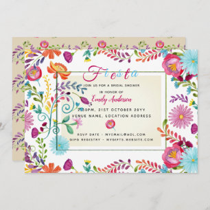Folk Fiesta Bridal Shower Invitación a acuarela