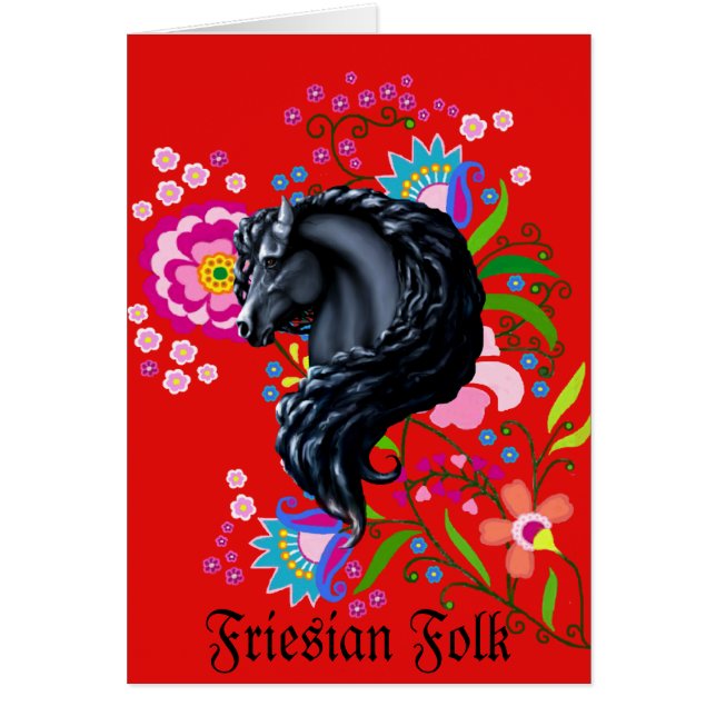 Folk frisón, caballo, semental negro (Frente)