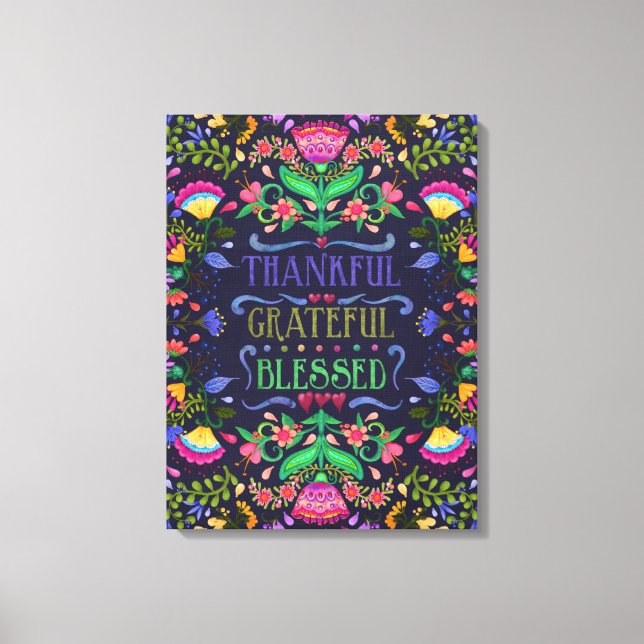 Folkart Agradecido, agradecido, bendecido | Arte f (Anverso)