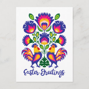 Folklore de Pascua con 2 gallos de postales Person